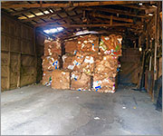 Compacted Cardboard Squares at Recycling Center