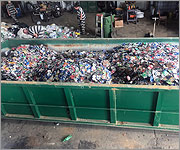 Pile of Aluminum in Container at Recycling Center